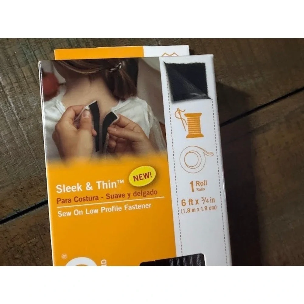 VELCRO Brand Sleek & Thin Sew On Fastener Tape Black 6ft x 3/4in VEL-30185-USA